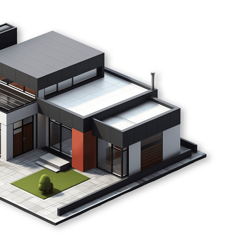 Detailed modern house 3D illustration